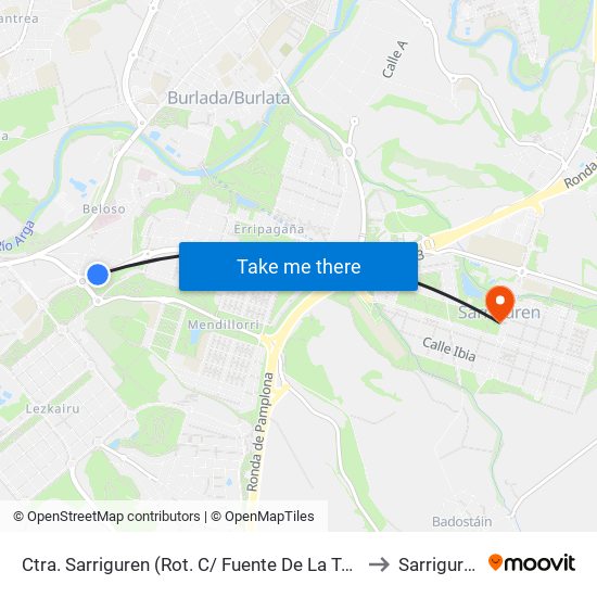 Ctra. Sarriguren (Rot. C/ Fuente De La Teja) to Sarriguren map