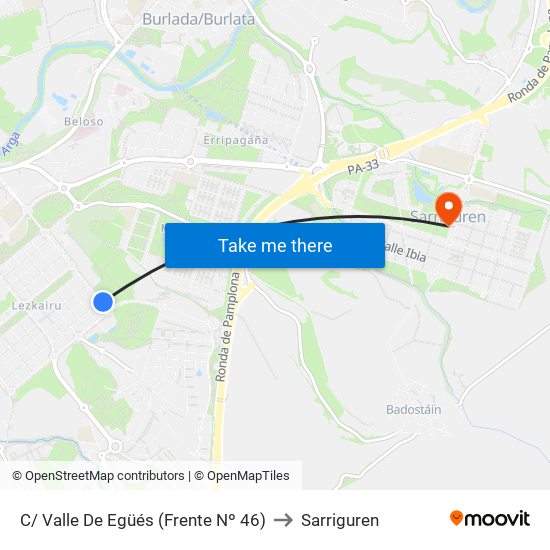 C/ Valle De Egüés (Frente Nº 46) to Sarriguren map