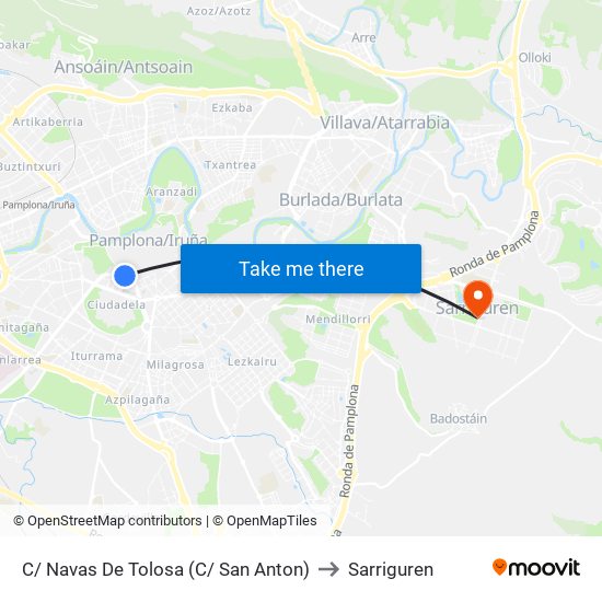 C/ Navas De Tolosa (C/ San Anton) to Sarriguren map