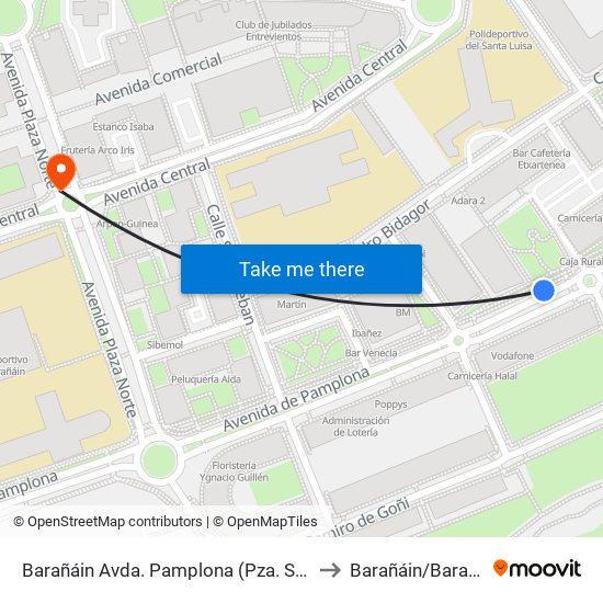 Barañáin Avda. Pamplona (Pza. Sauces) to Barañáin/Barañain map
