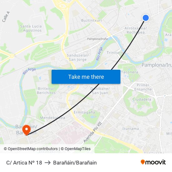 C/ Artica Nº 18 to Barañáin/Barañain map
