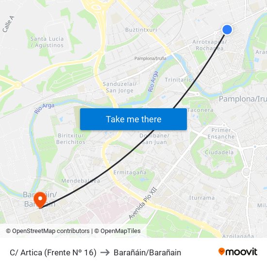 C/ Artica (Frente Nº 16) to Barañáin/Barañain map