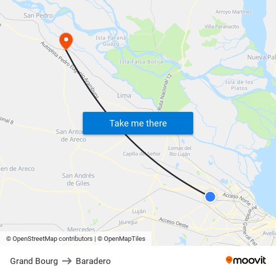 Grand Bourg to Baradero map