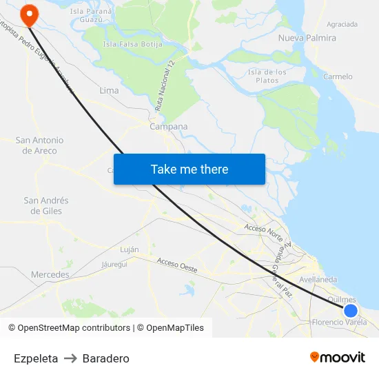 Ezpeleta to Baradero map