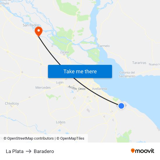 La Plata to Baradero map