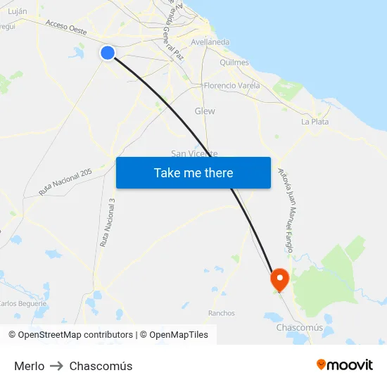 Merlo to Chascomús map