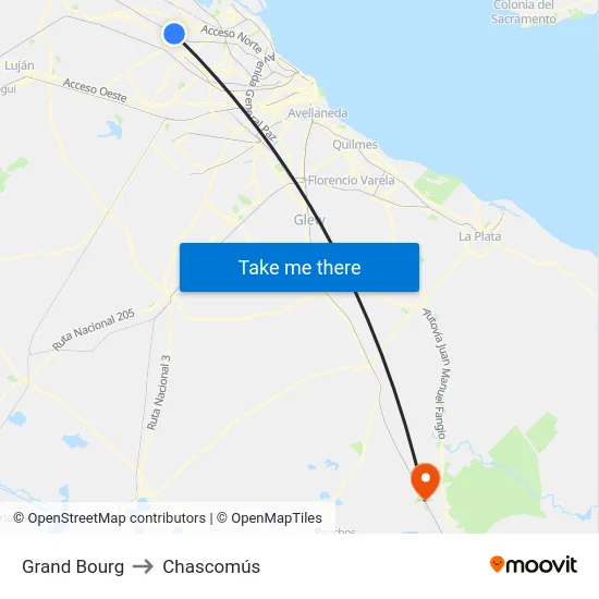 Grand Bourg to Chascomús map