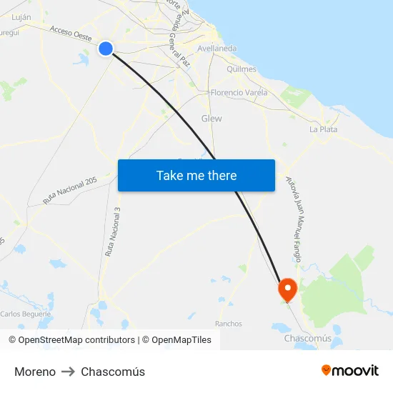 Moreno to Chascomús map