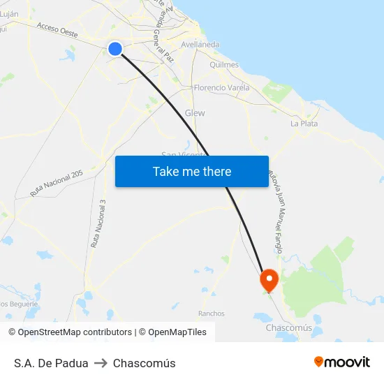 S.A. De Padua to Chascomús map