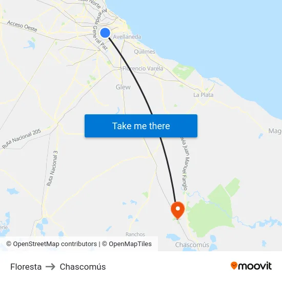 Floresta to Chascomús map