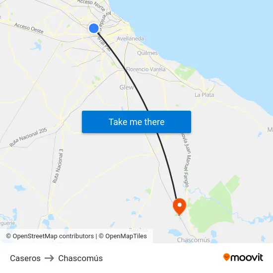 Caseros to Chascomús map