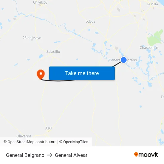 General Belgrano to General Alvear map