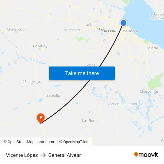 Vicente López to General Alvear map