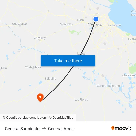 General Sarmiento to General Alvear map