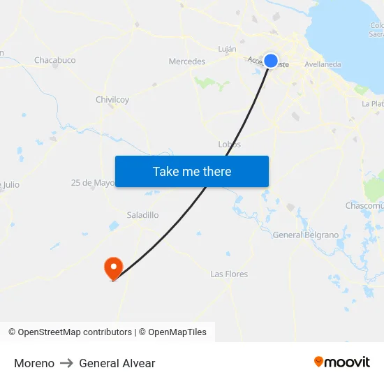 Moreno to General Alvear map