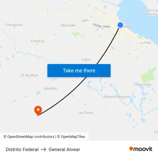 Distrito Federal to General Alvear map