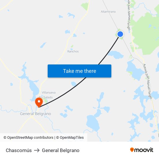 Chascomús to General Belgrano map