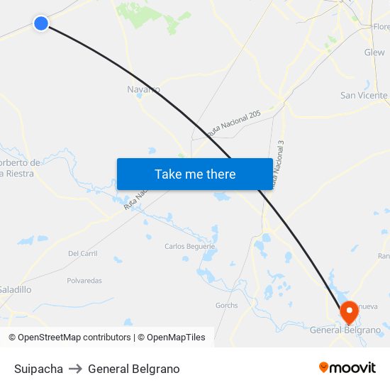 Suipacha to General Belgrano map
