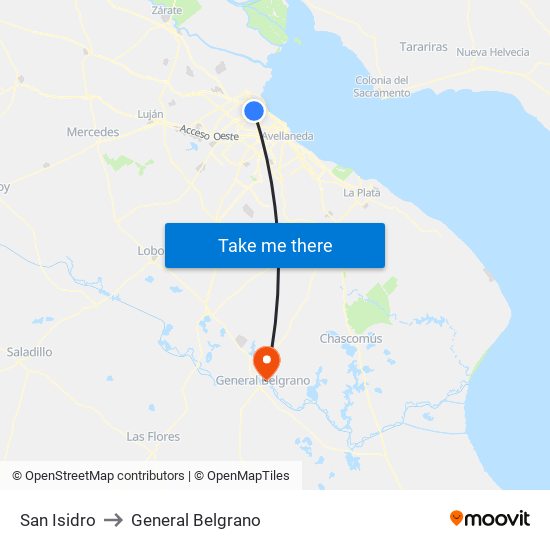 San Isidro to General Belgrano map