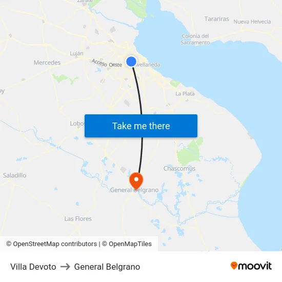 Villa Devoto to General Belgrano map
