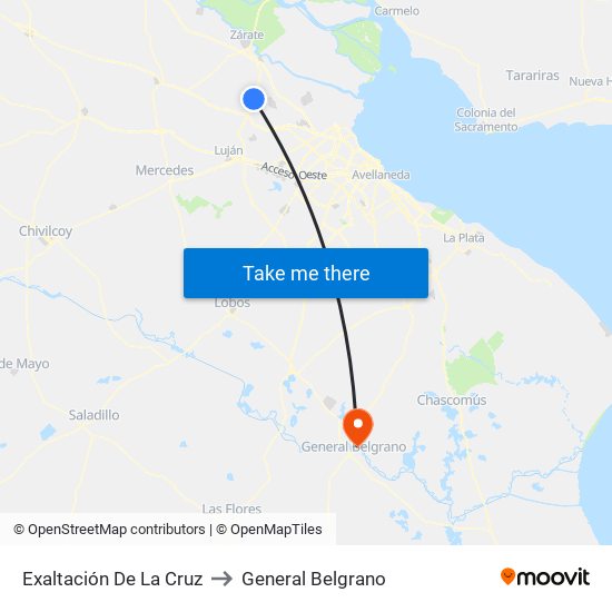 Exaltación De La Cruz to General Belgrano map