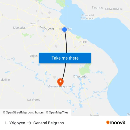 H. Yrigoyen to General Belgrano map