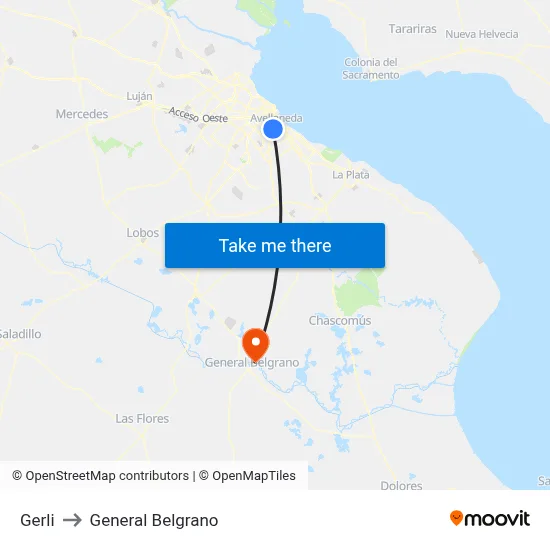 Gerli to General Belgrano map