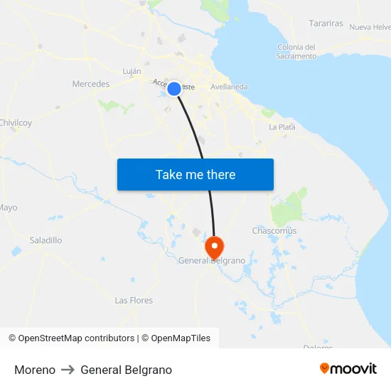 Moreno to General Belgrano map