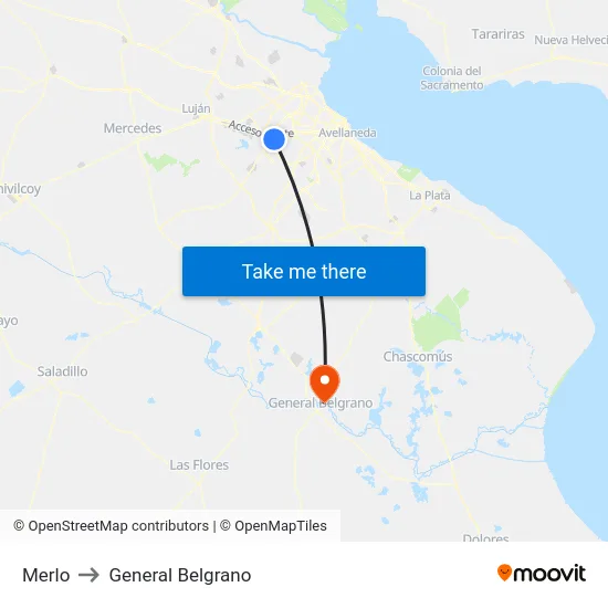 Merlo to General Belgrano map