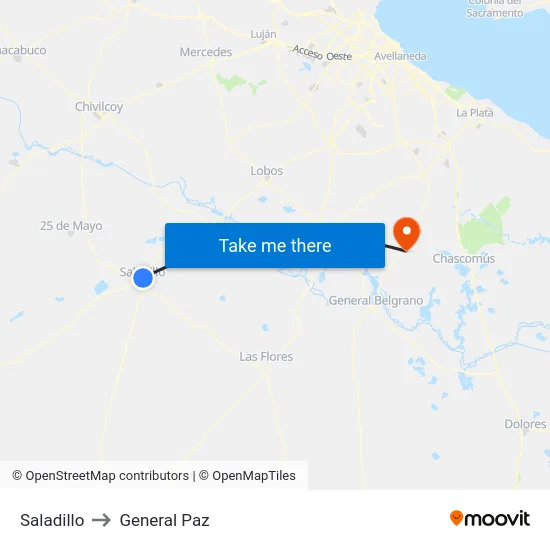 Saladillo to General Paz map