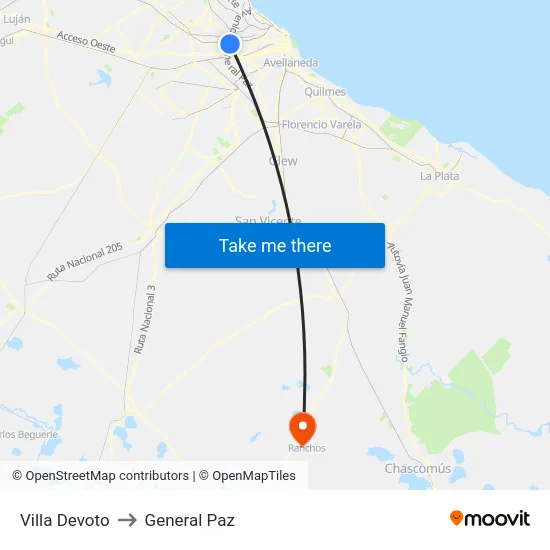 Villa Devoto to General Paz map