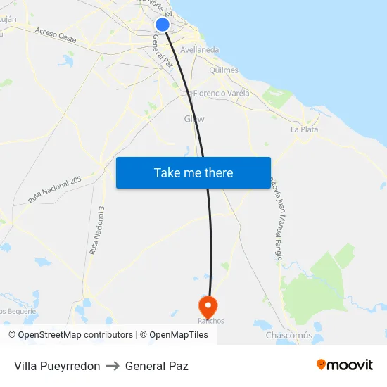 Villa Pueyrredon to General Paz map