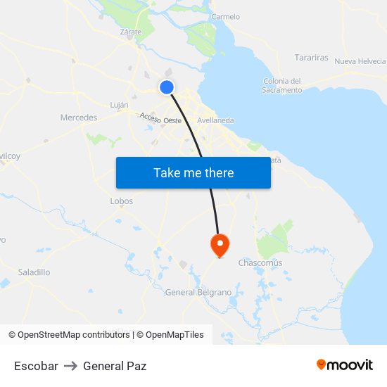 Escobar to General Paz map