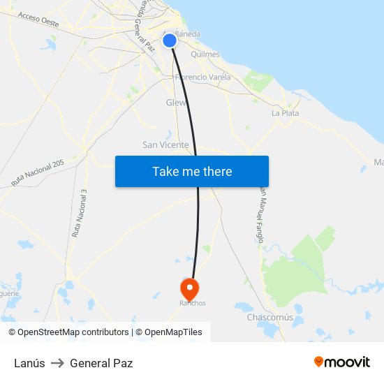 Lanús to General Paz map