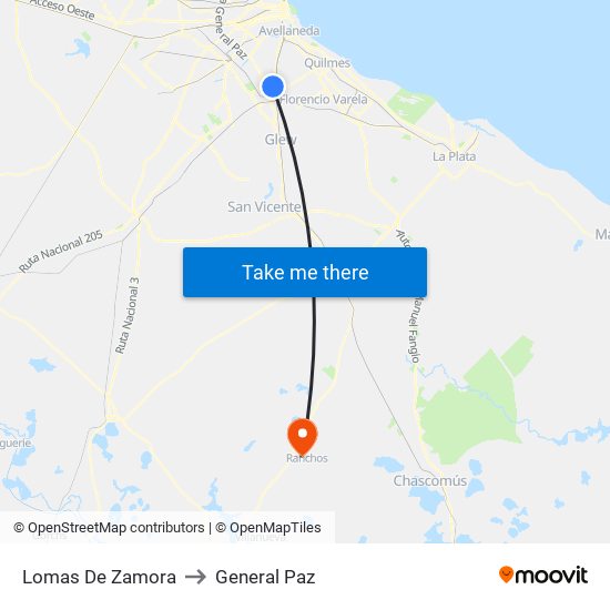 Lomas De Zamora to General Paz map