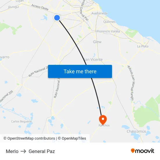 Merlo to General Paz map