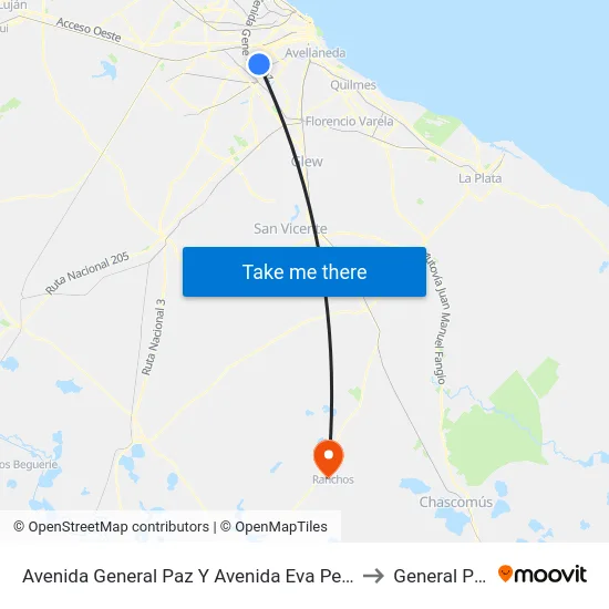 Avenida General Paz Y Avenida Eva Perón to General Paz map