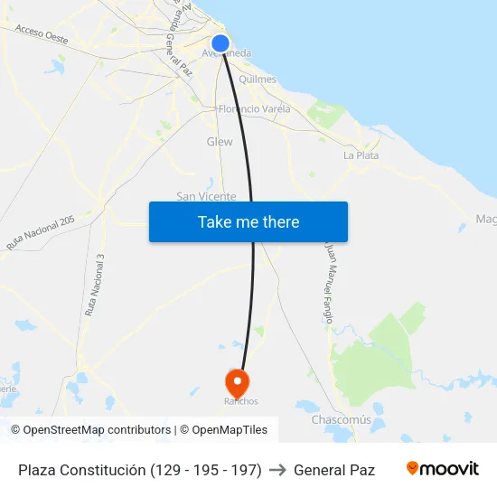 Plaza Constitución (129 - 197) to General Paz map