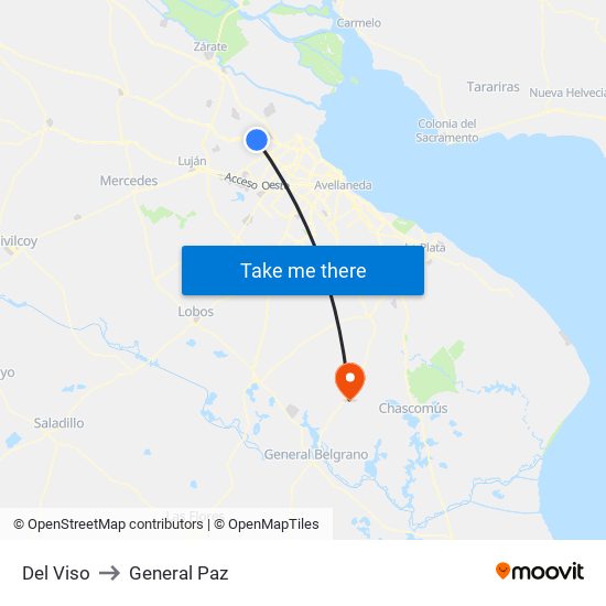 Del Viso to General Paz map