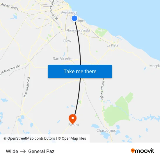 Wilde to General Paz map