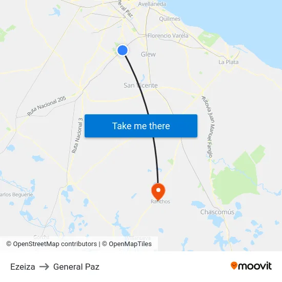 Ezeiza to General Paz map
