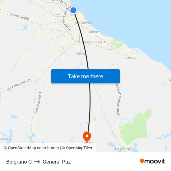 Belgrano C to General Paz map