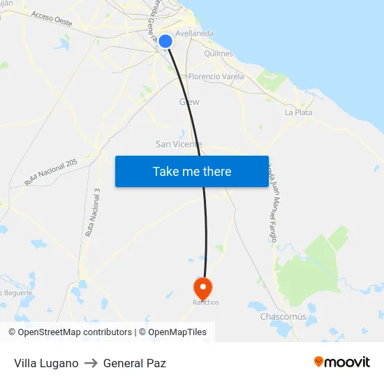 Villa Lugano to General Paz map