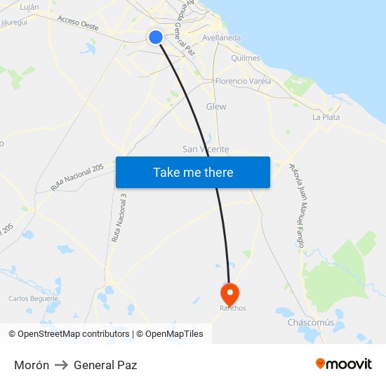 Morón to General Paz map