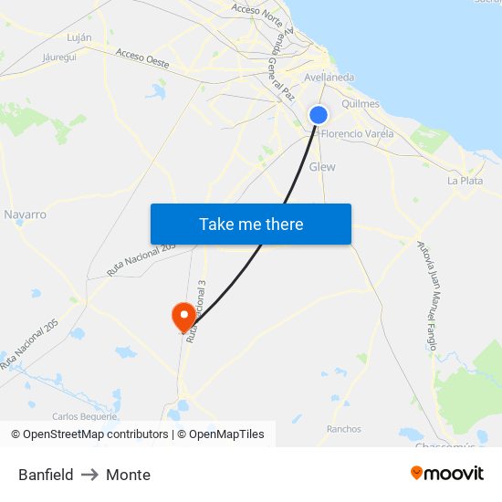 Banfield to Monte map