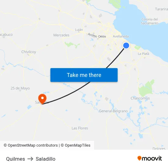 Quilmes to Saladillo map