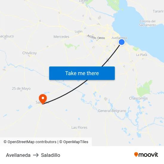 Avellaneda to Saladillo map