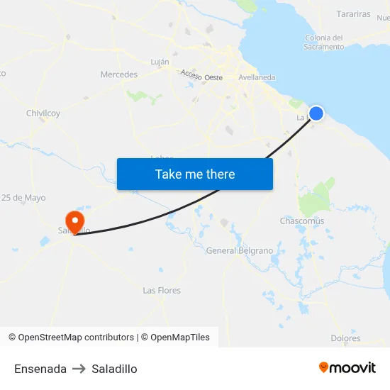 Ensenada to Saladillo map