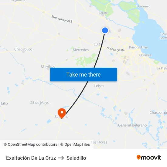 Exaltación De La Cruz to Saladillo map