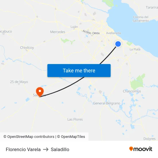 Florencio Varela to Saladillo map